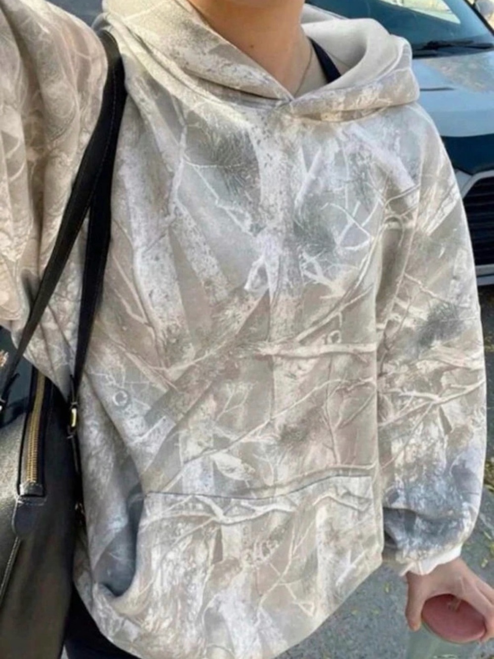 Neutral Beige Marble Print Hoodie
